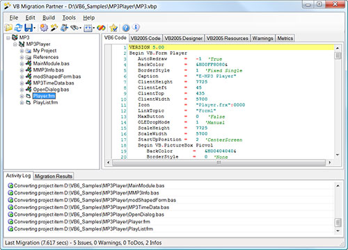 VB Migration Partner - Activity log