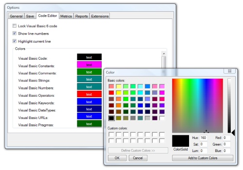 VB Migration Partner - Options (Code Editor)