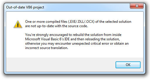 Out-of-date VB6 project