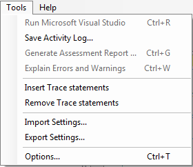 Insert Trace statement command