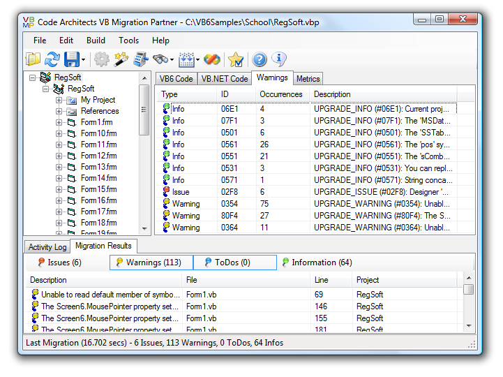 VB Migration Partner - Migration result