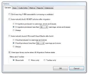 VB Migration Partner - Options