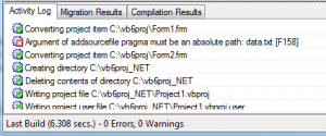 VB Migration - Activity Log