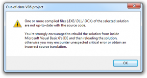 VB Migration - Out of date VB6 project